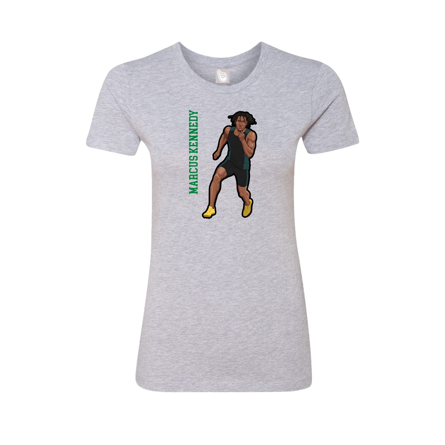 Womens Tee — Name Vertical in Grey