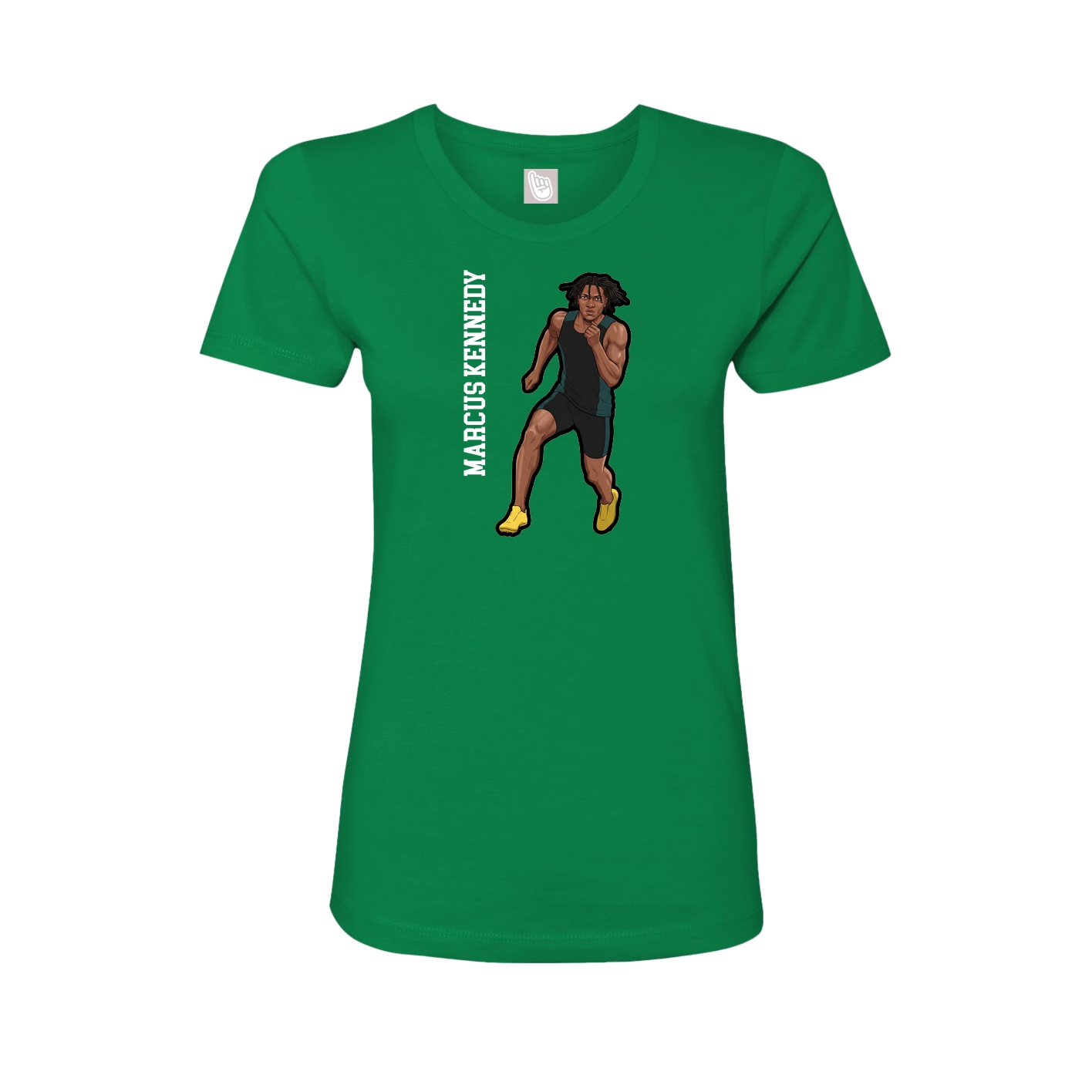 Fitted Women's Tee — Name Vertical in Green