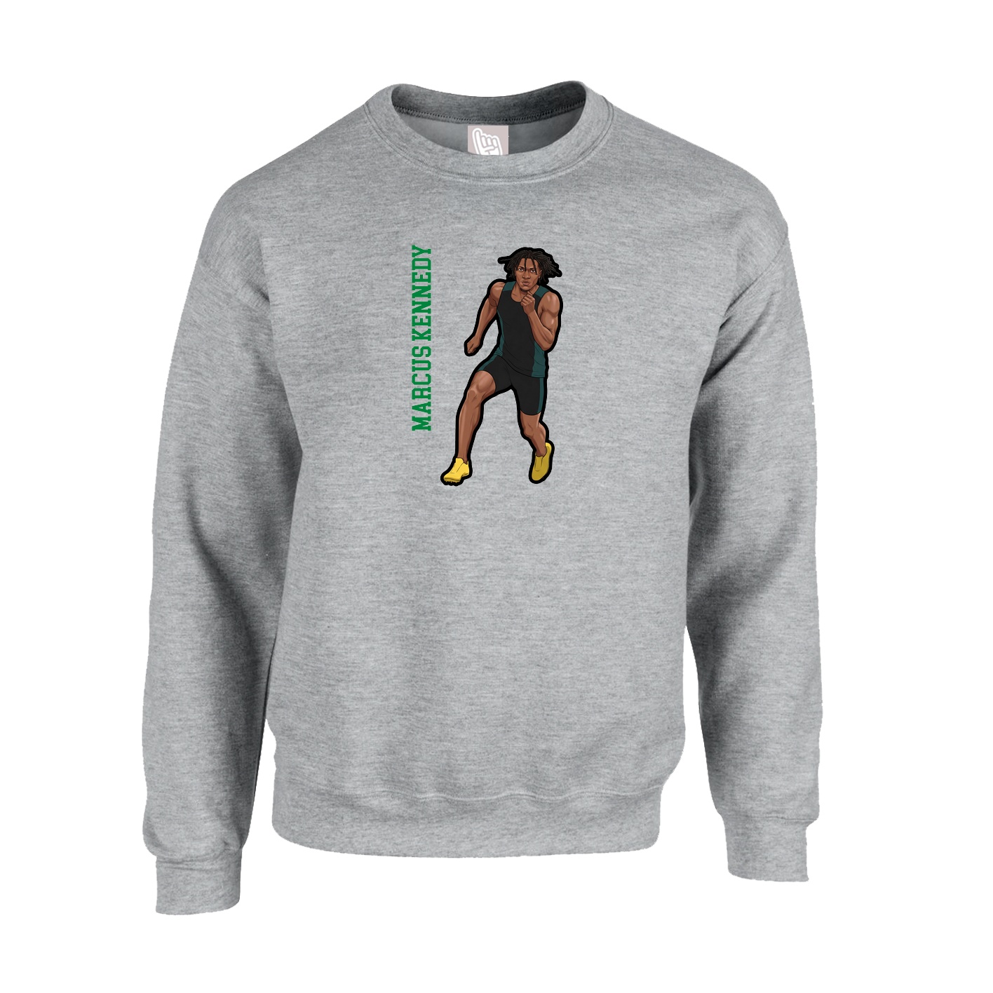 Fleece Crew — Name Vertical in Grey