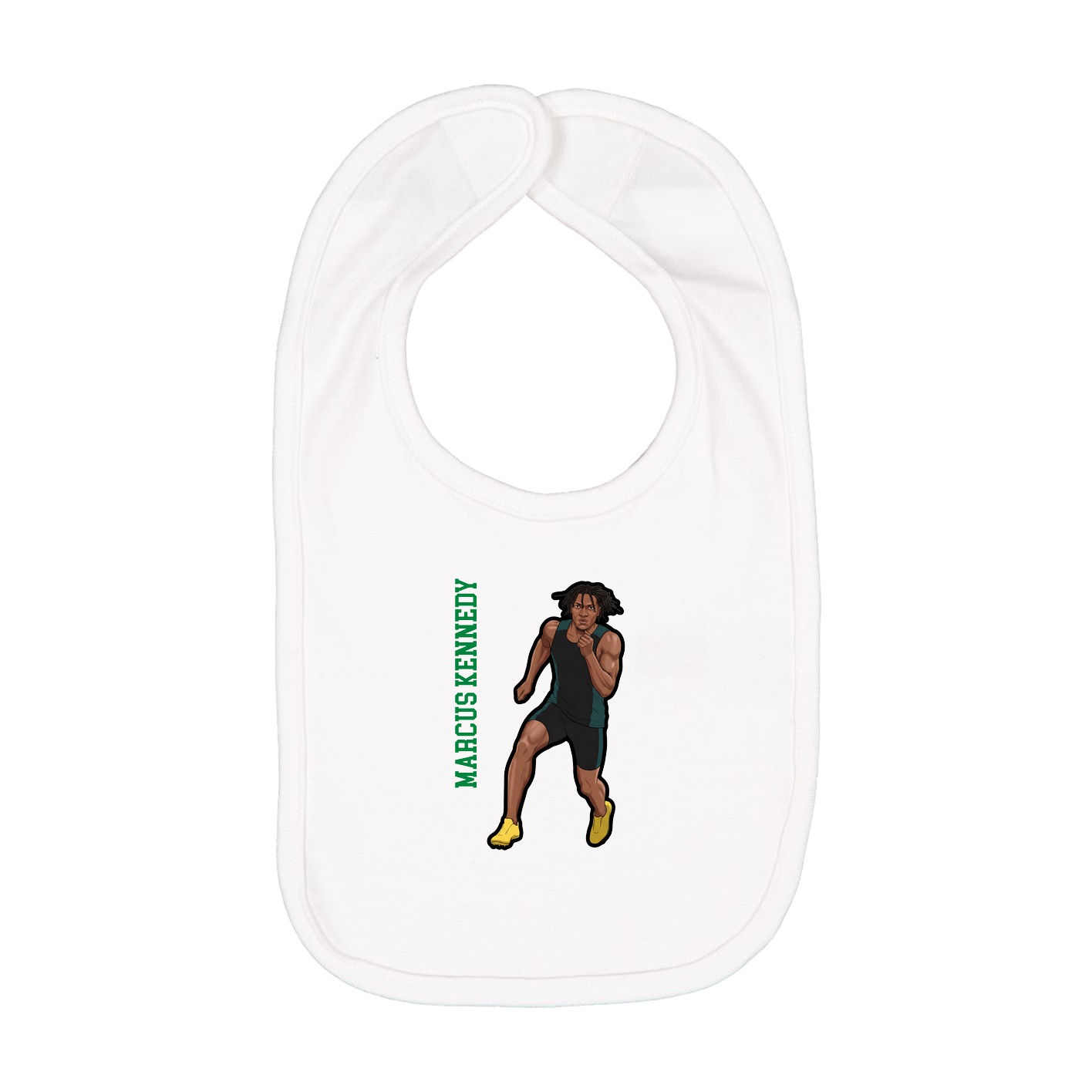 Infant Bib — Name Vertical in White
