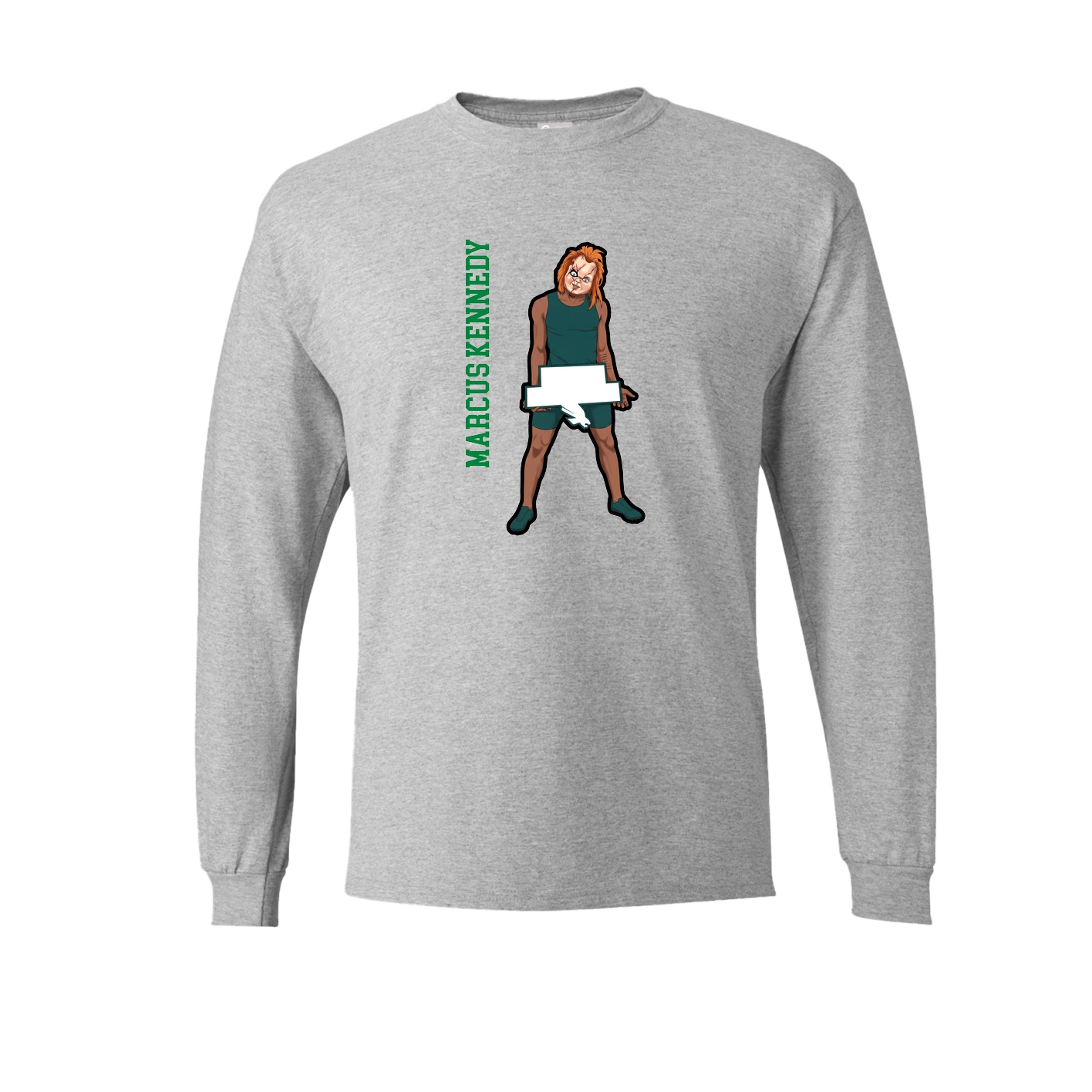 Long Sleeve Tee — Name Vertical in Grey