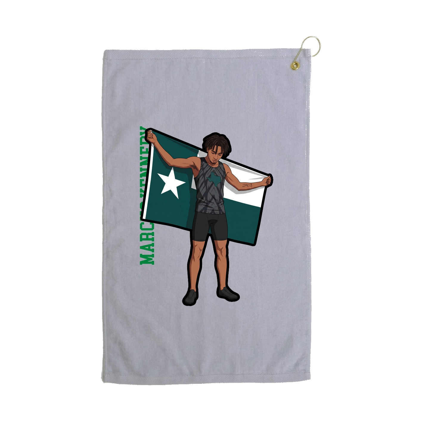 Golf Towel — Name Vertical in Grey