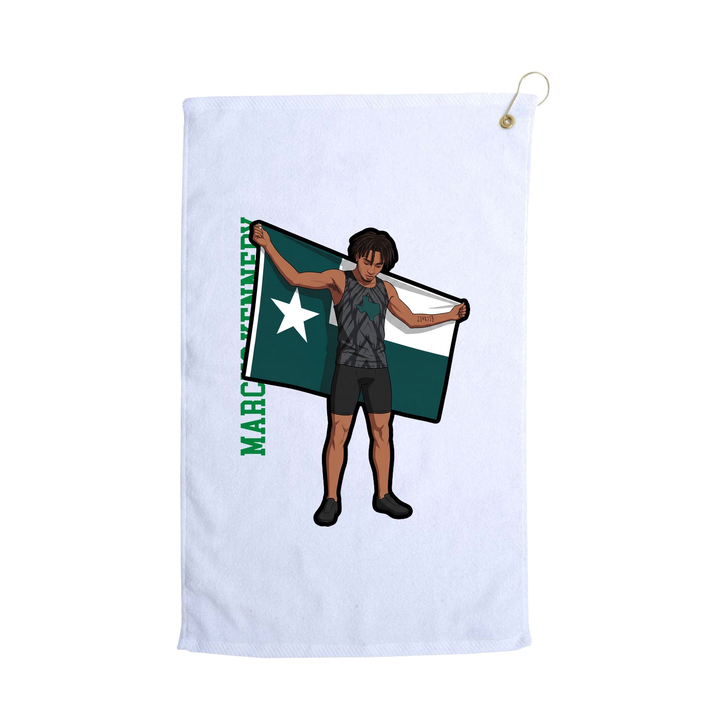 Golf Towel — Name Vertical in White