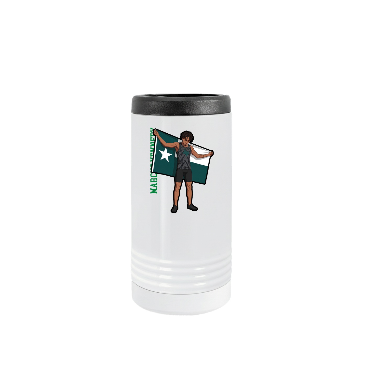 Slim Beverage Holder — Name Vertical in White