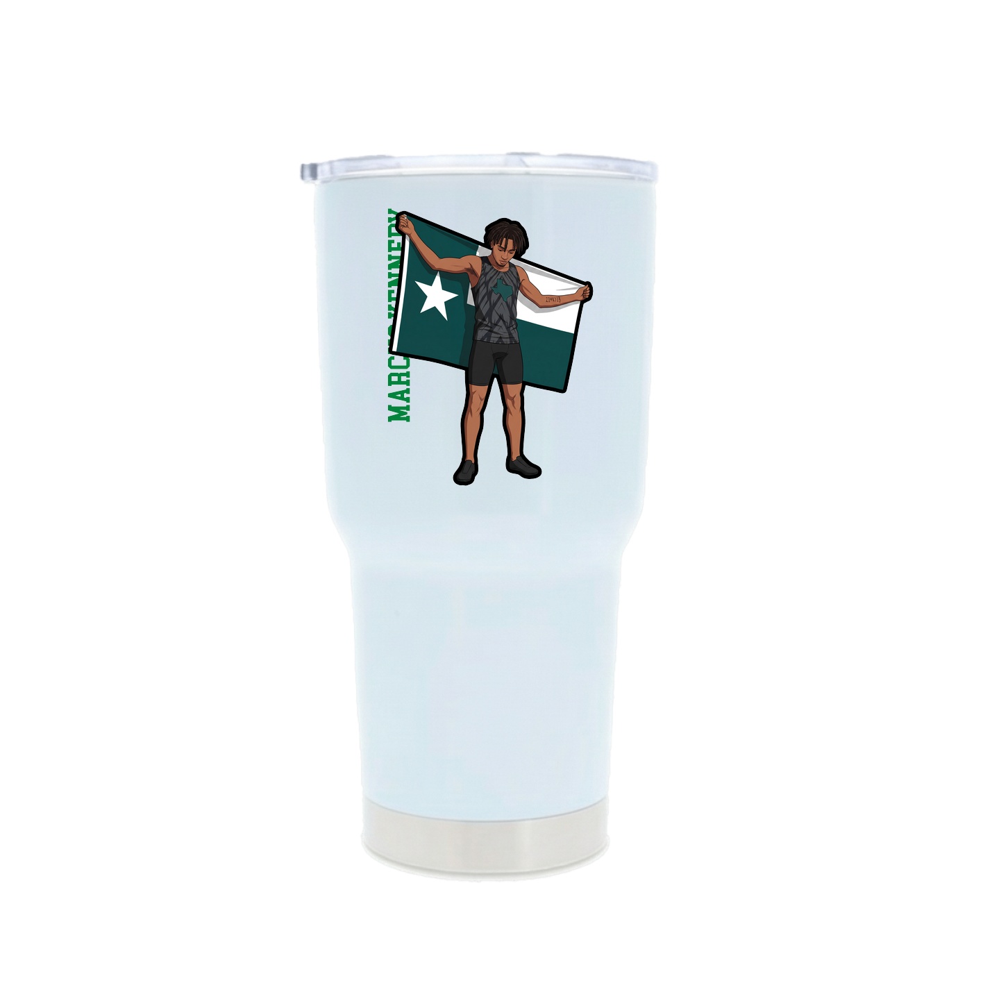 30oz Stainless Steel Tumbler — Name Vertical in White