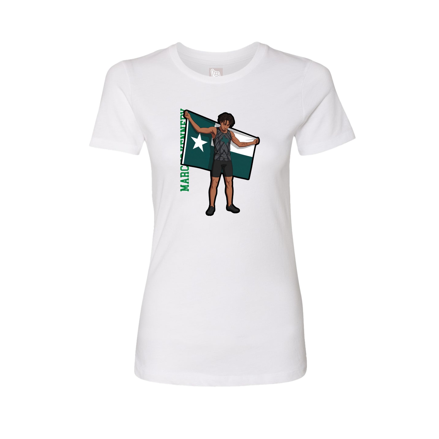 Fitted Women's Tee — Name Vertical in White