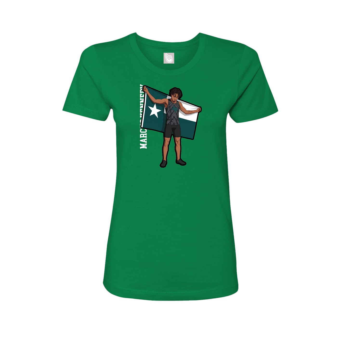 Womens Tee — Name Vertical in Green