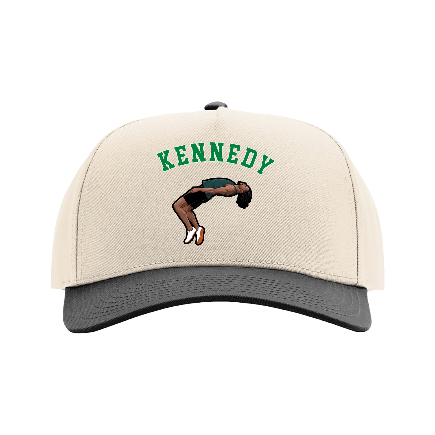 Full Fabric Five-Panel Champ Cap — Shirsey Arch in Cream/Black