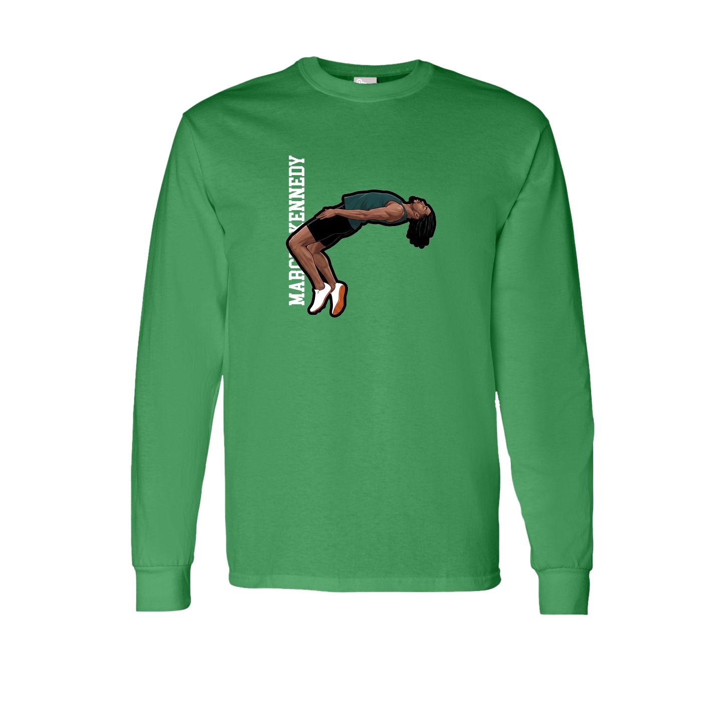 Long Sleeve Tee — Name Vertical in Green
