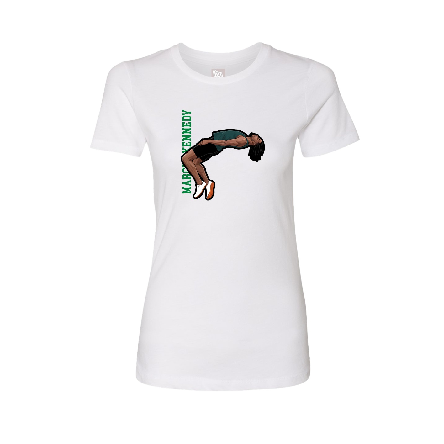 Womens Tee — Name Vertical in White