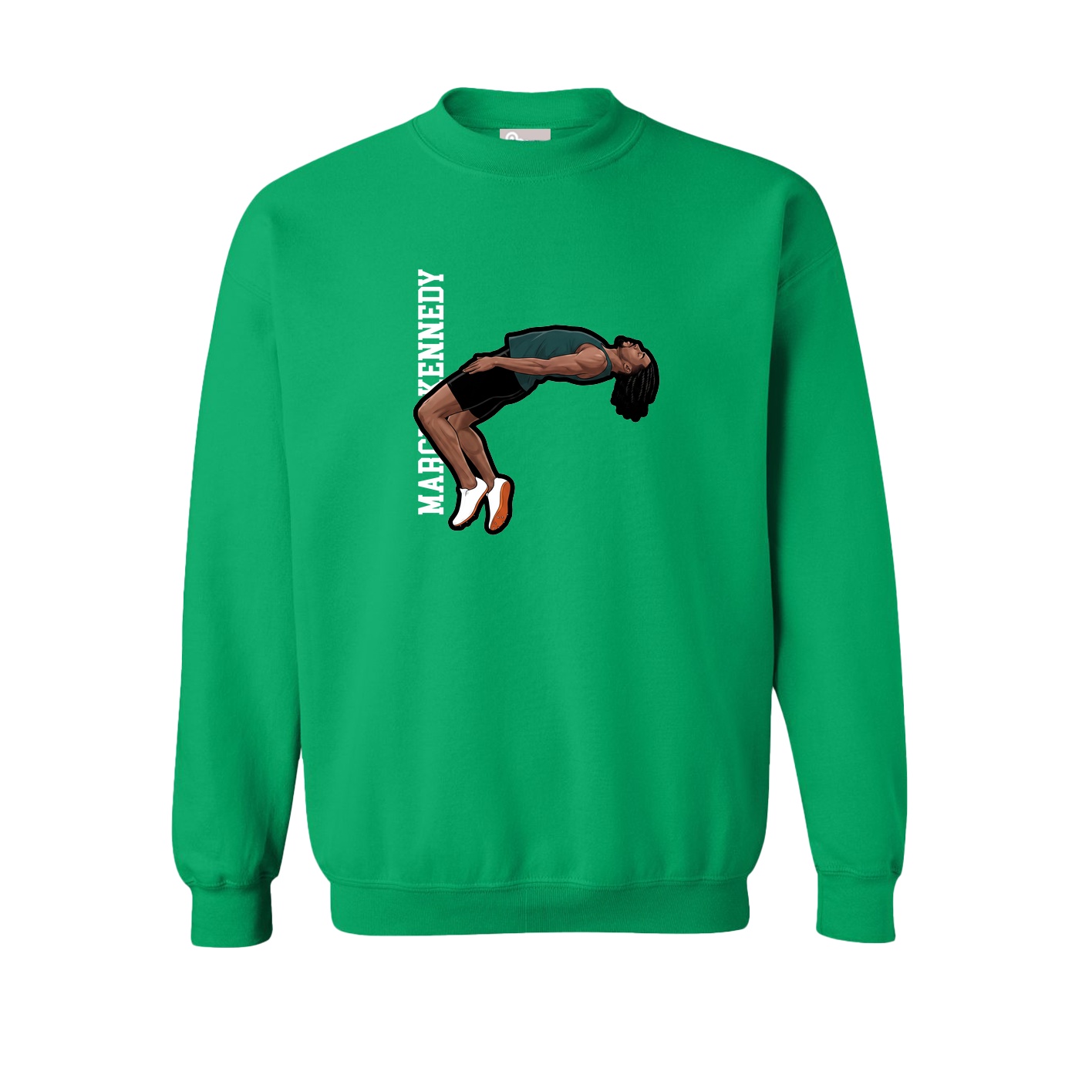 Fleece Crew — Name Vertical in Green