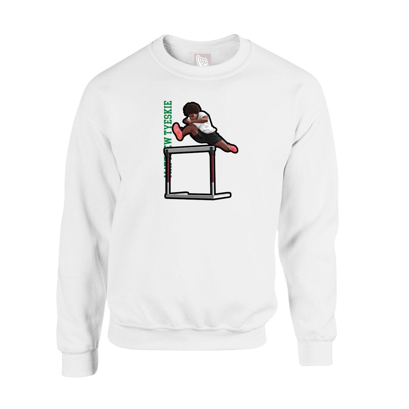 Fleece Crew — Name Vertical in White