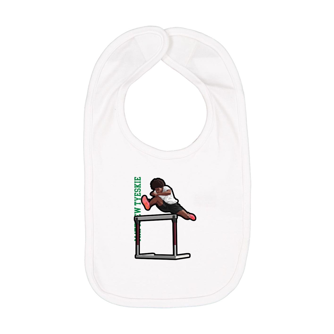 Infant Bib — Name Vertical in White