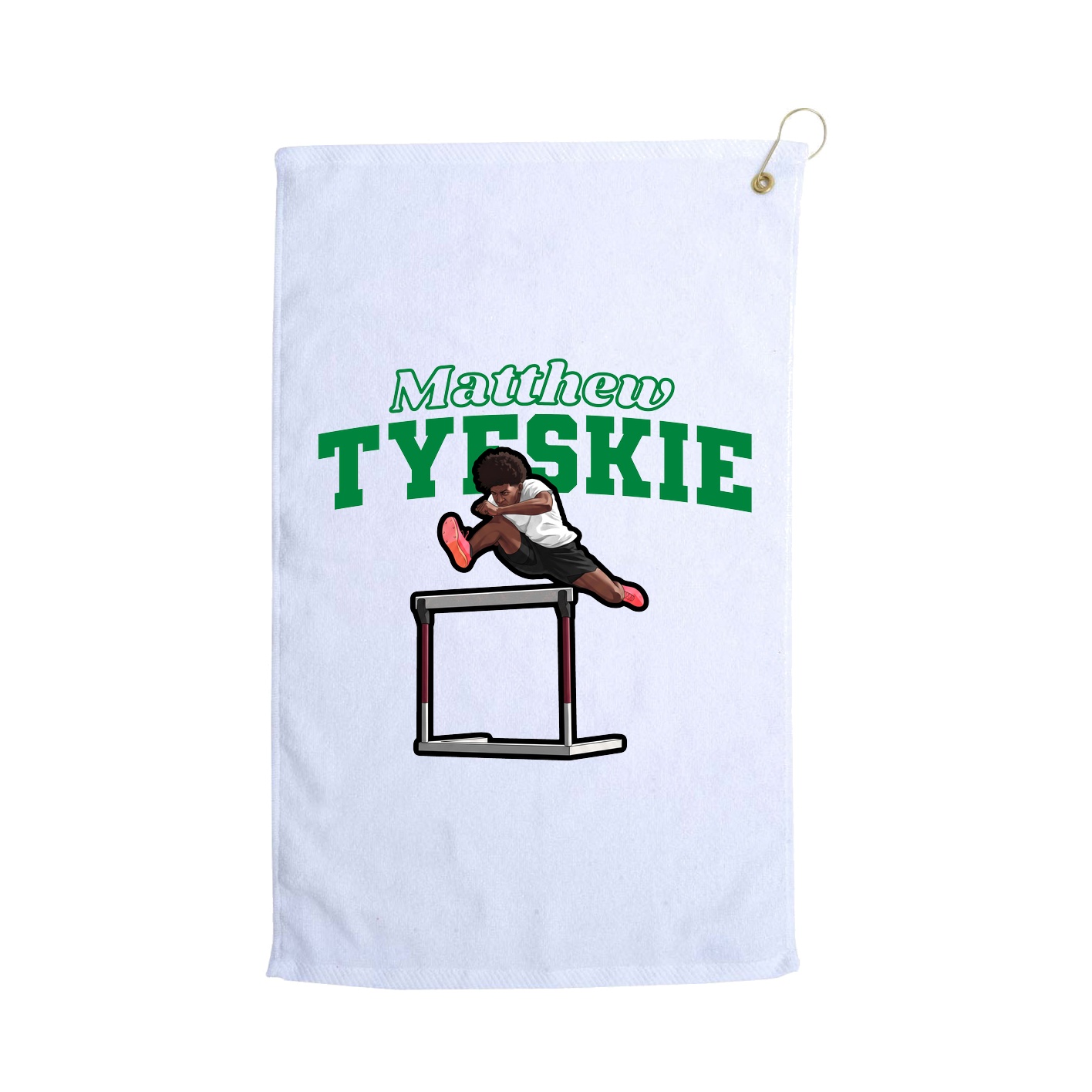 Golf Towel — Name Arch in White
