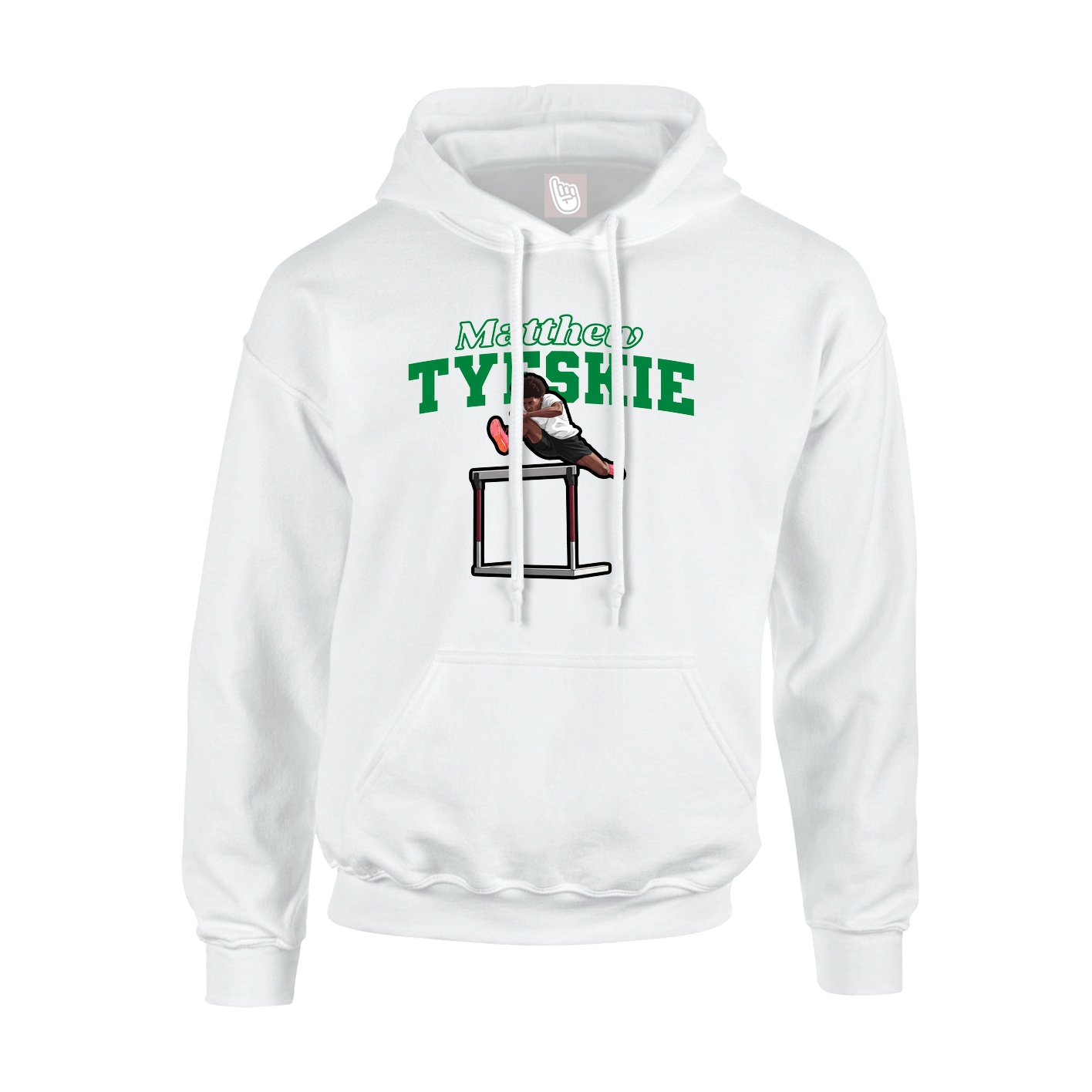 Youth Hoodie — Name Arch in White
