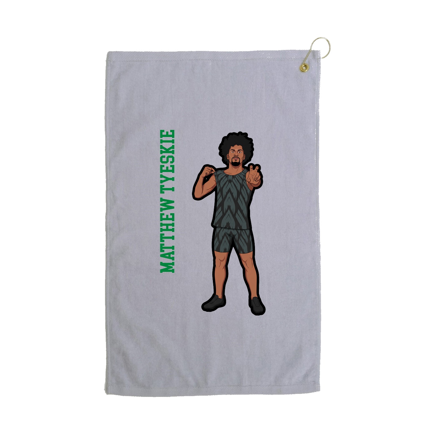 Golf Towel — Name Vertical in Grey