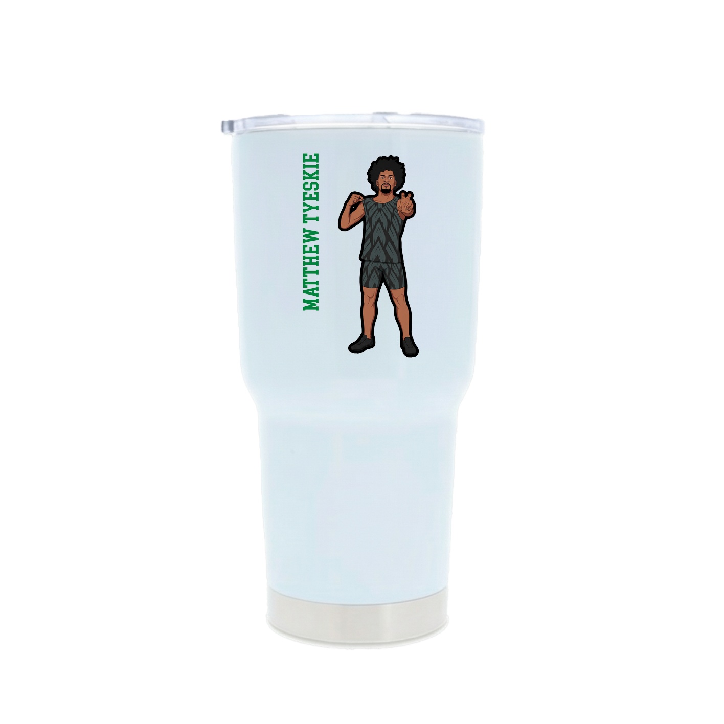 30oz Stainless Steel Tumbler — Name Vertical in White
