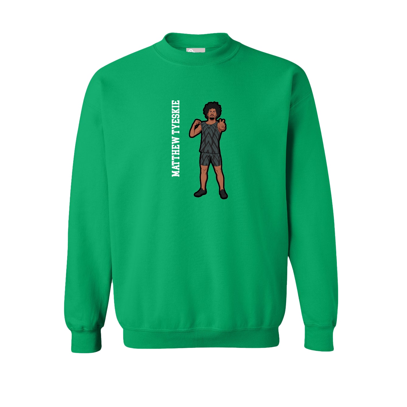 Fleece Crew — Name Vertical in Green