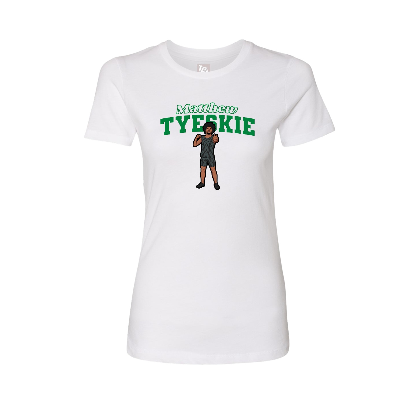 Womens Tee — Name Arch in White