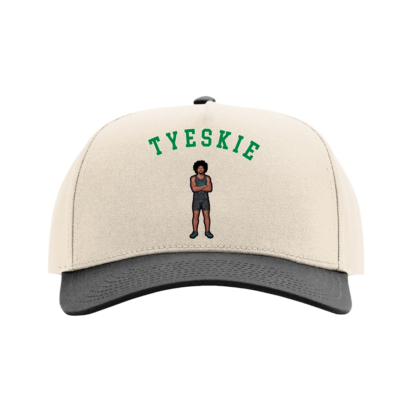 Full Fabric Five-Panel Champ Cap — Shirsey Arch in Cream/Black