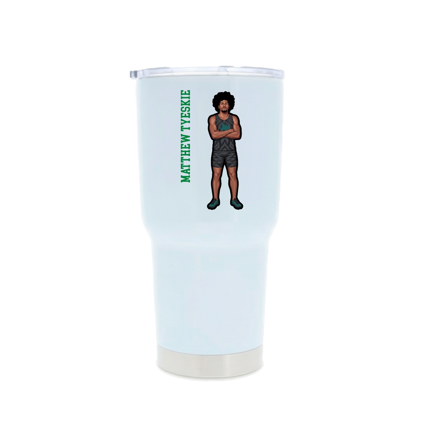 30oz Stainless Steel Tumbler — Name Vertical in White