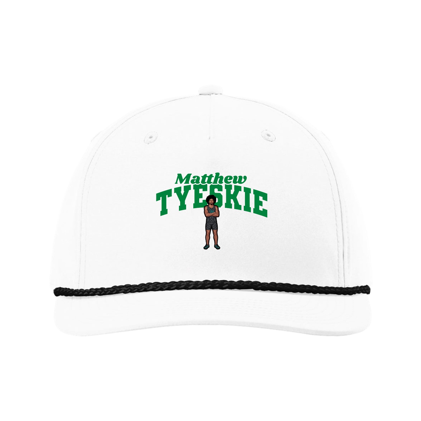 Five-Panel Classic Rope Cap — Signature Arch in White