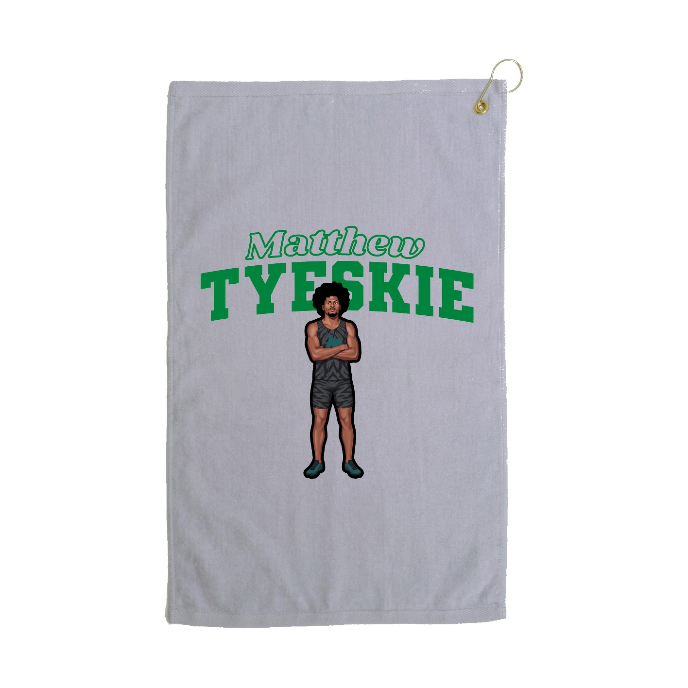 Golf Towel — Name Arch in Grey