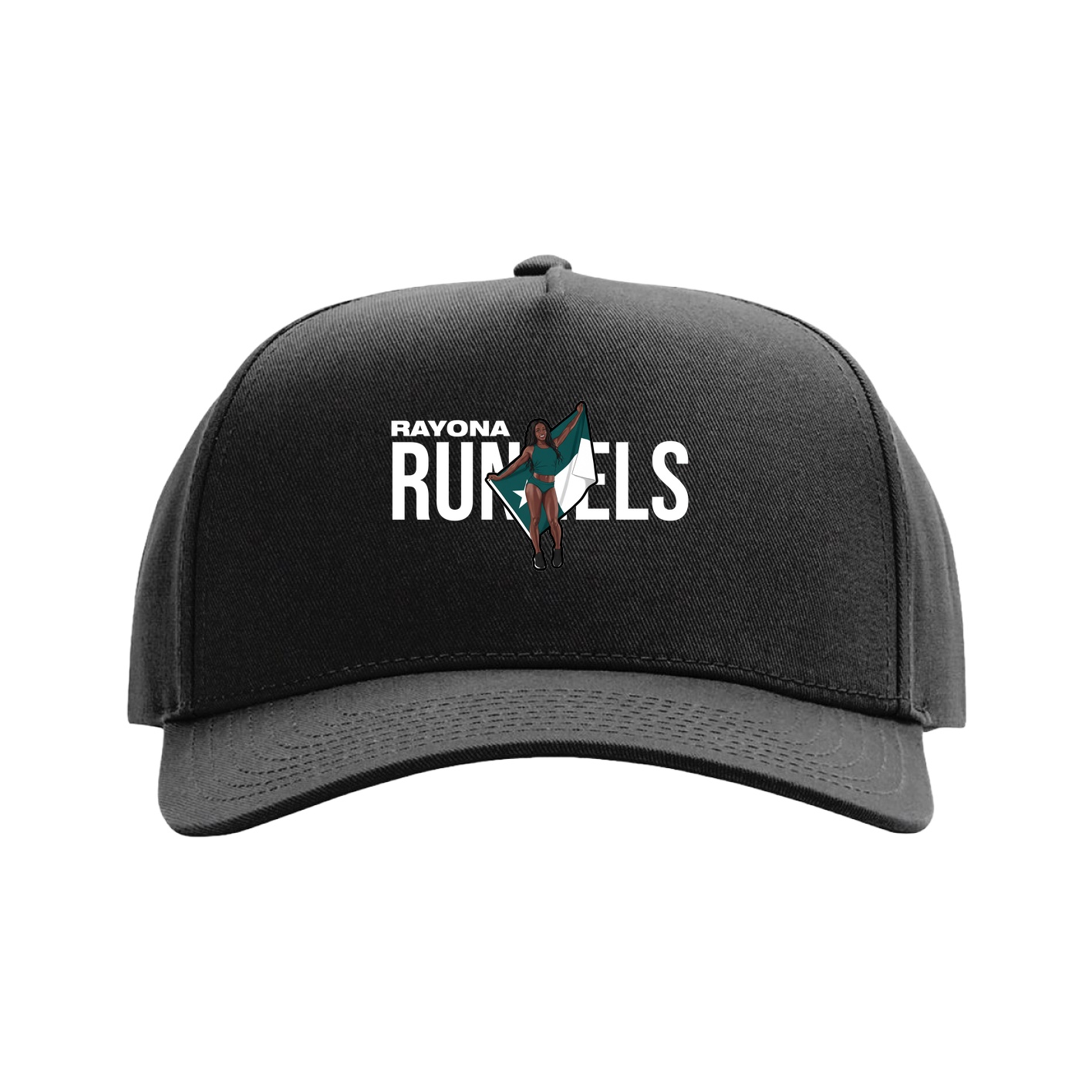 Full Fabric Five-Panel Champ Cap — Player Name in Black
