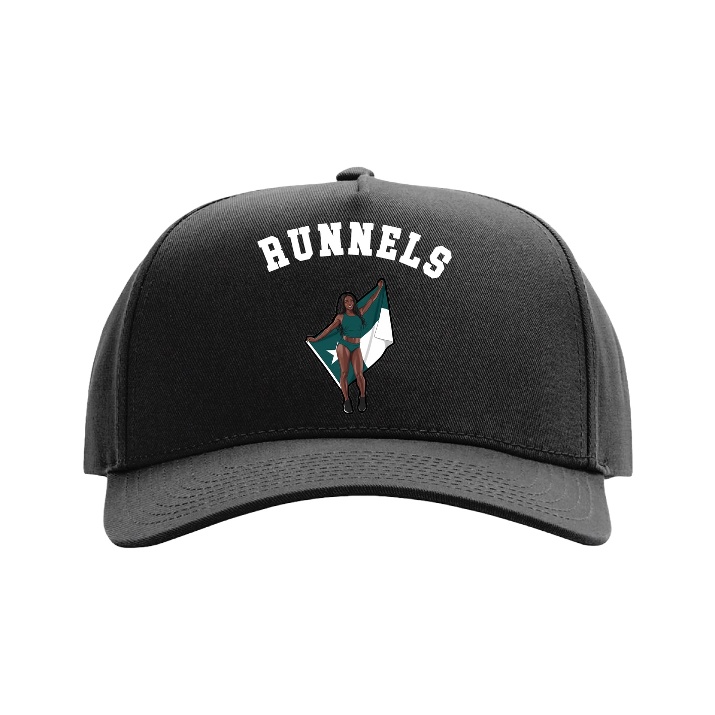 Full Fabric Five-Panel Champ Cap — Shirsey Arch in Black