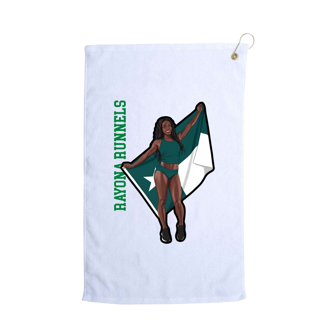 Golf Towel — Name Vertical in White