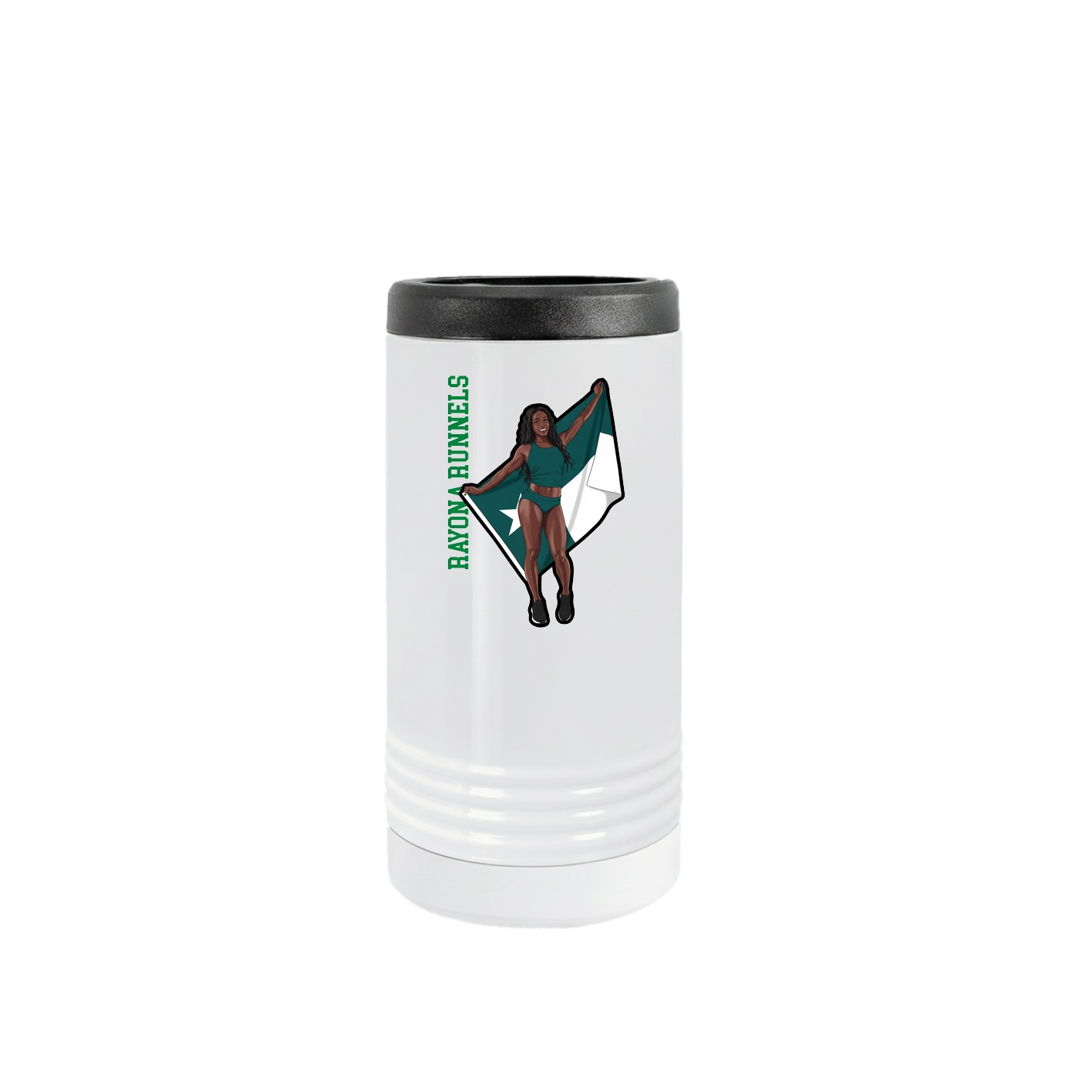 Slim Beverage Holder — Name Vertical in White