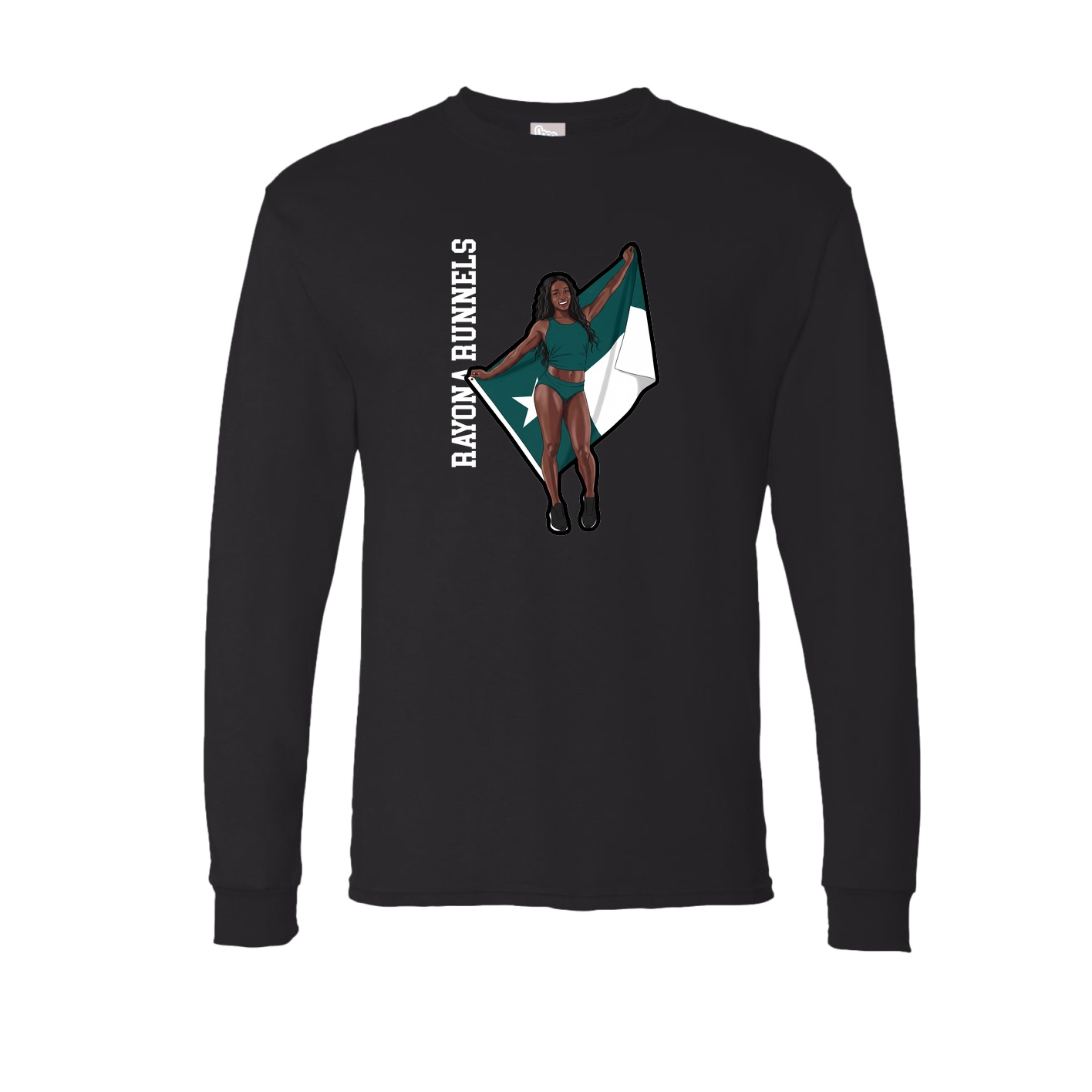 Long Sleeve Tee — Name Vertical in Black