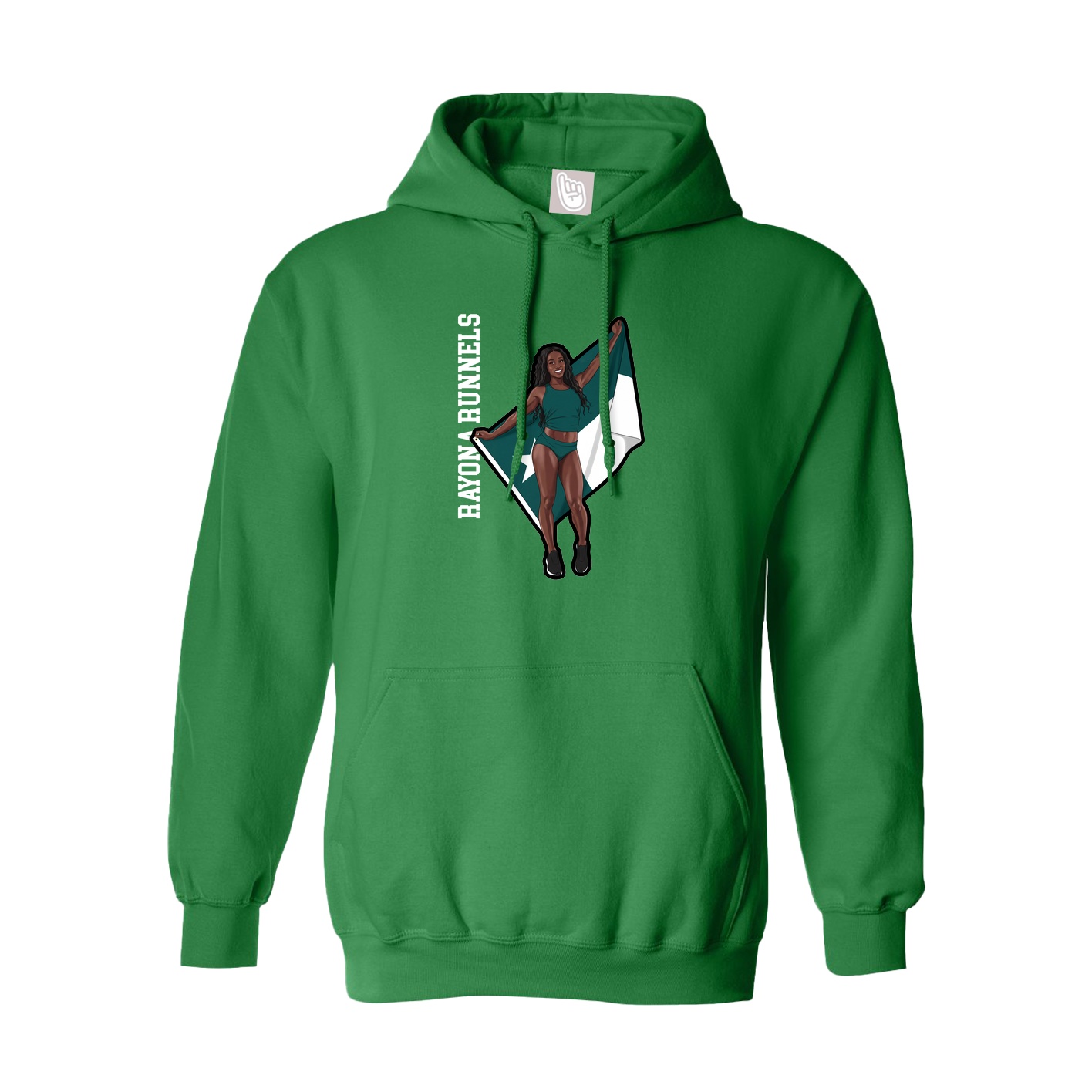 Hoodie — Name Vertical in Green