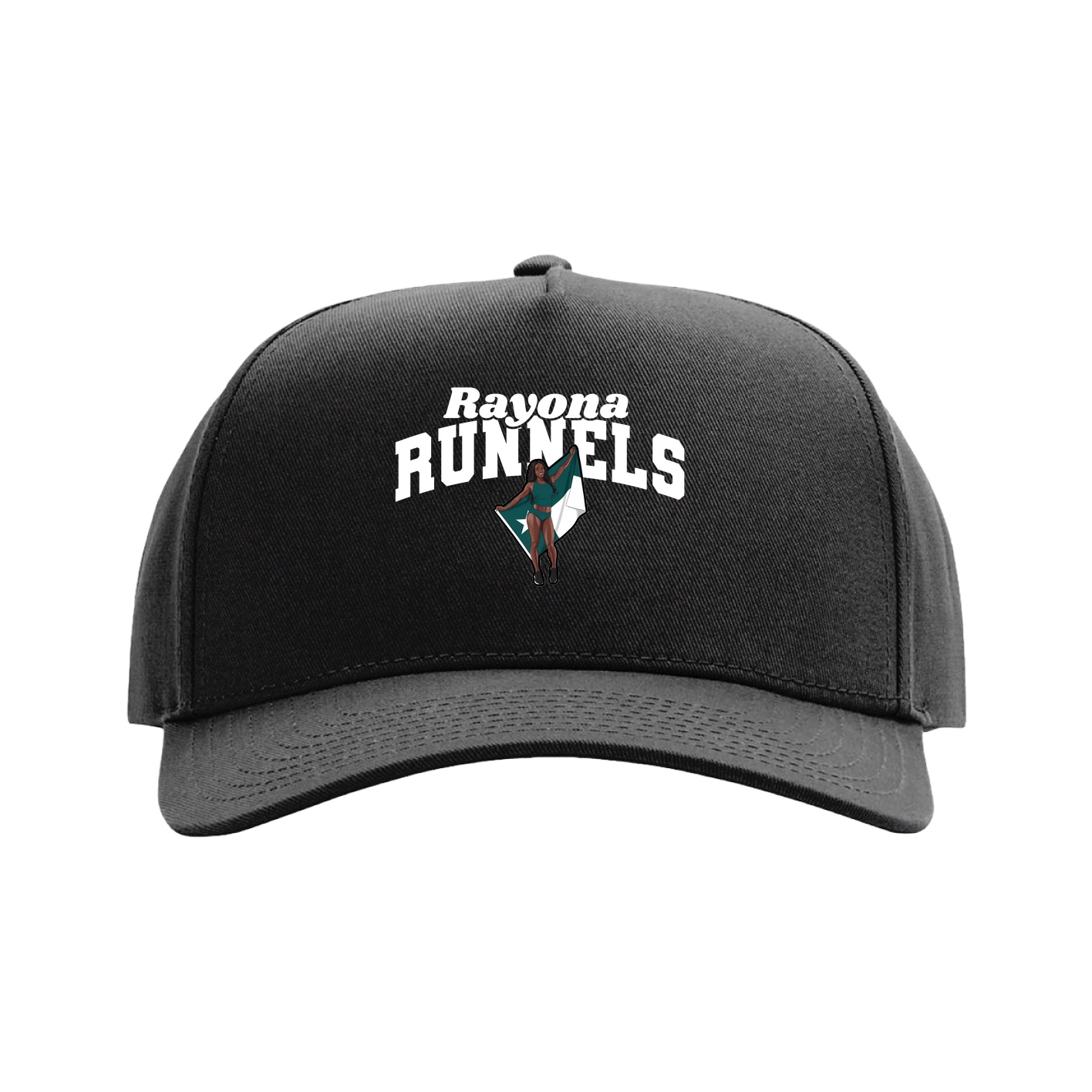 Full Fabric Five-Panel Champ Cap — Signature Arch in Black