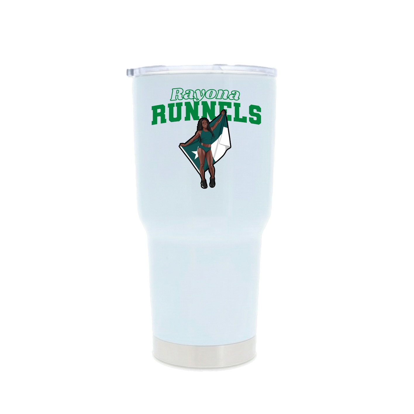 30oz Stainless Steel Tumbler — Name Arch in White
