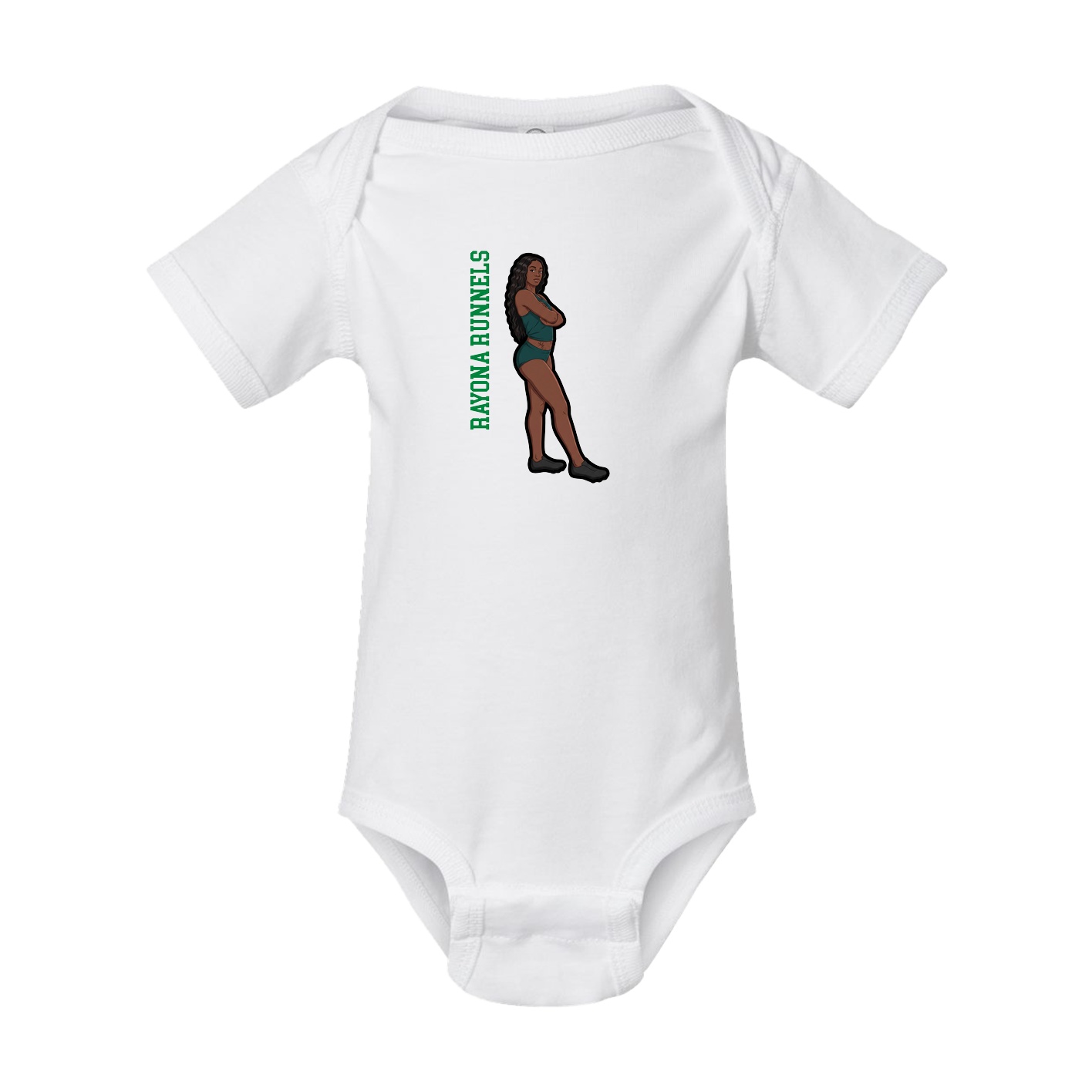 Baby Onesie — Name Vertical in White