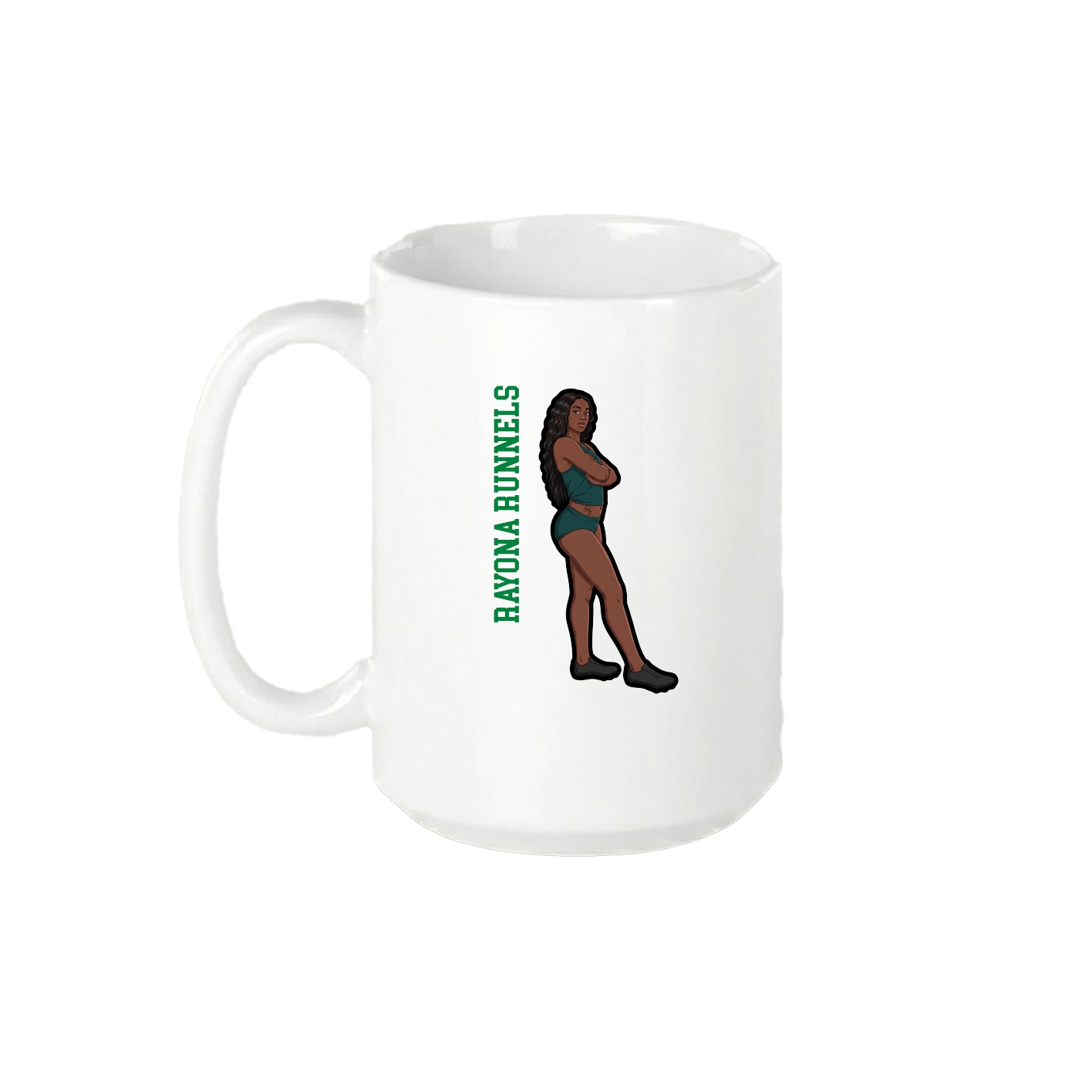 15oz Coffee Mug — Name Vertical in White