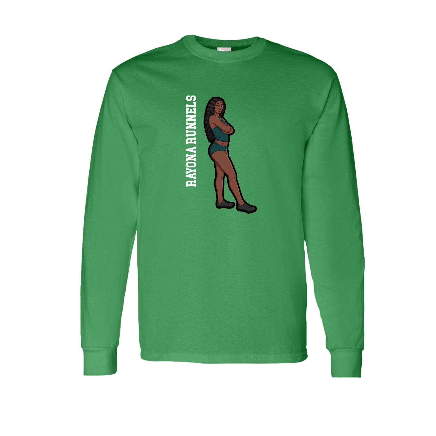 Long Sleeve Tee — Name Vertical in Green