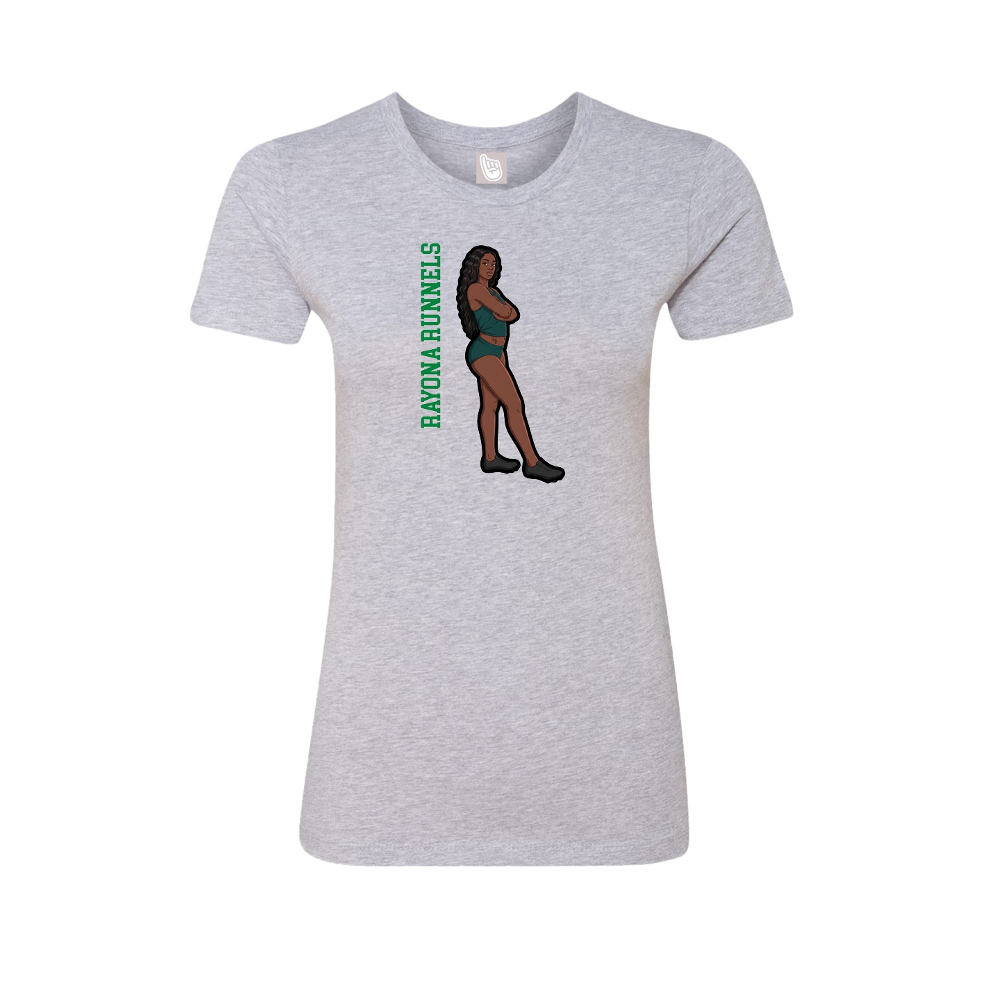 Fitted Women's Tee — Name Vertical in Grey