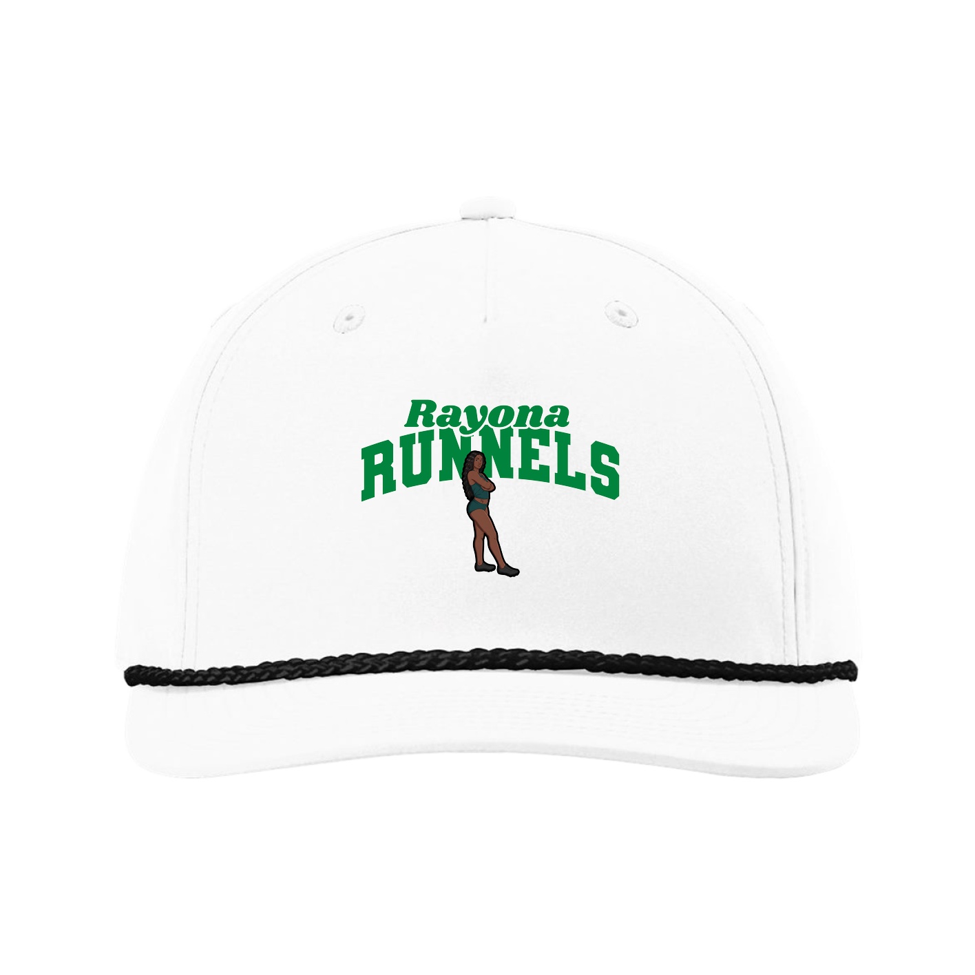 Five-Panel Classic Rope Cap — Signature Arch in White