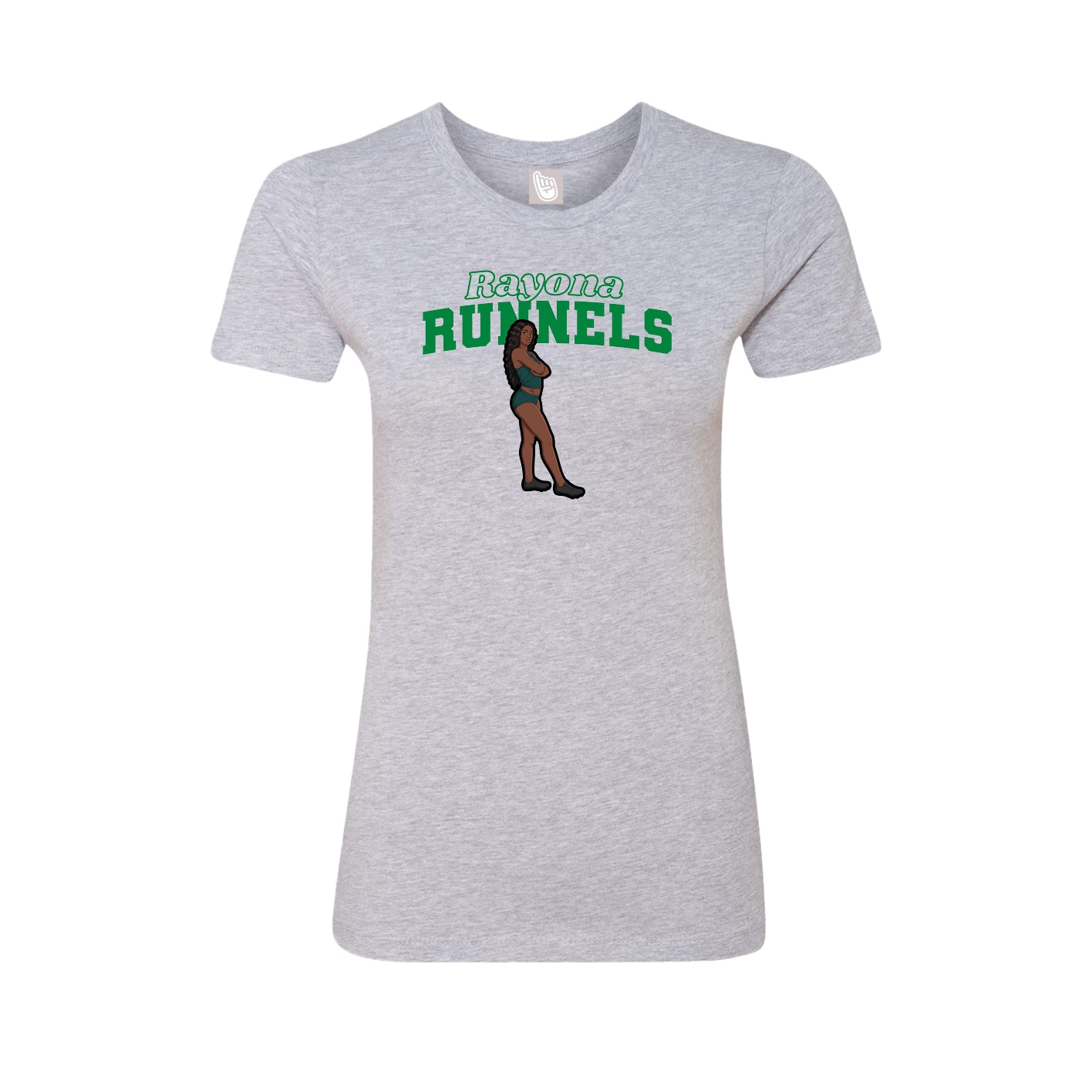 Fitted Women's Tee — Name Arch in Grey