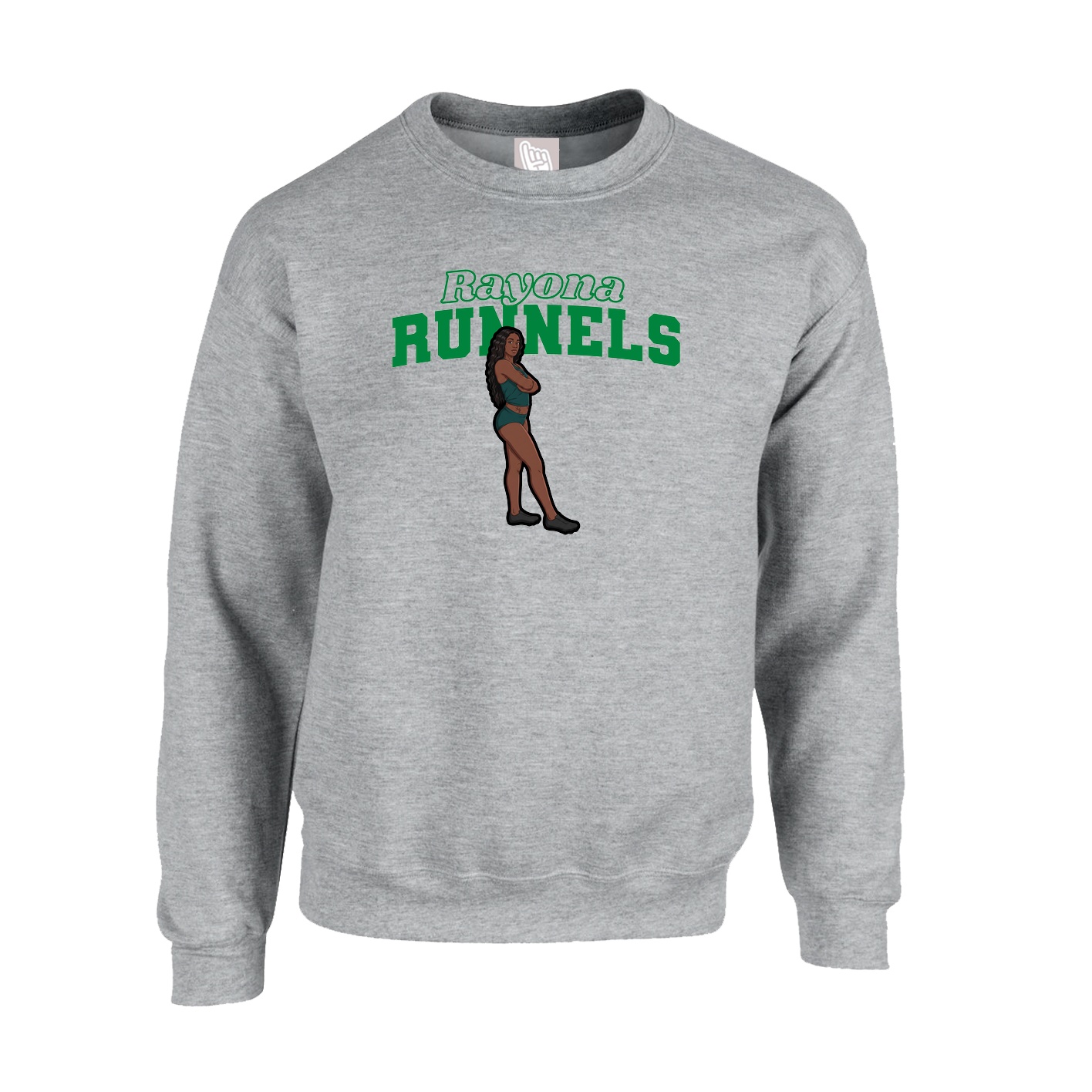 Fleece Crew — Name Arch in Grey
