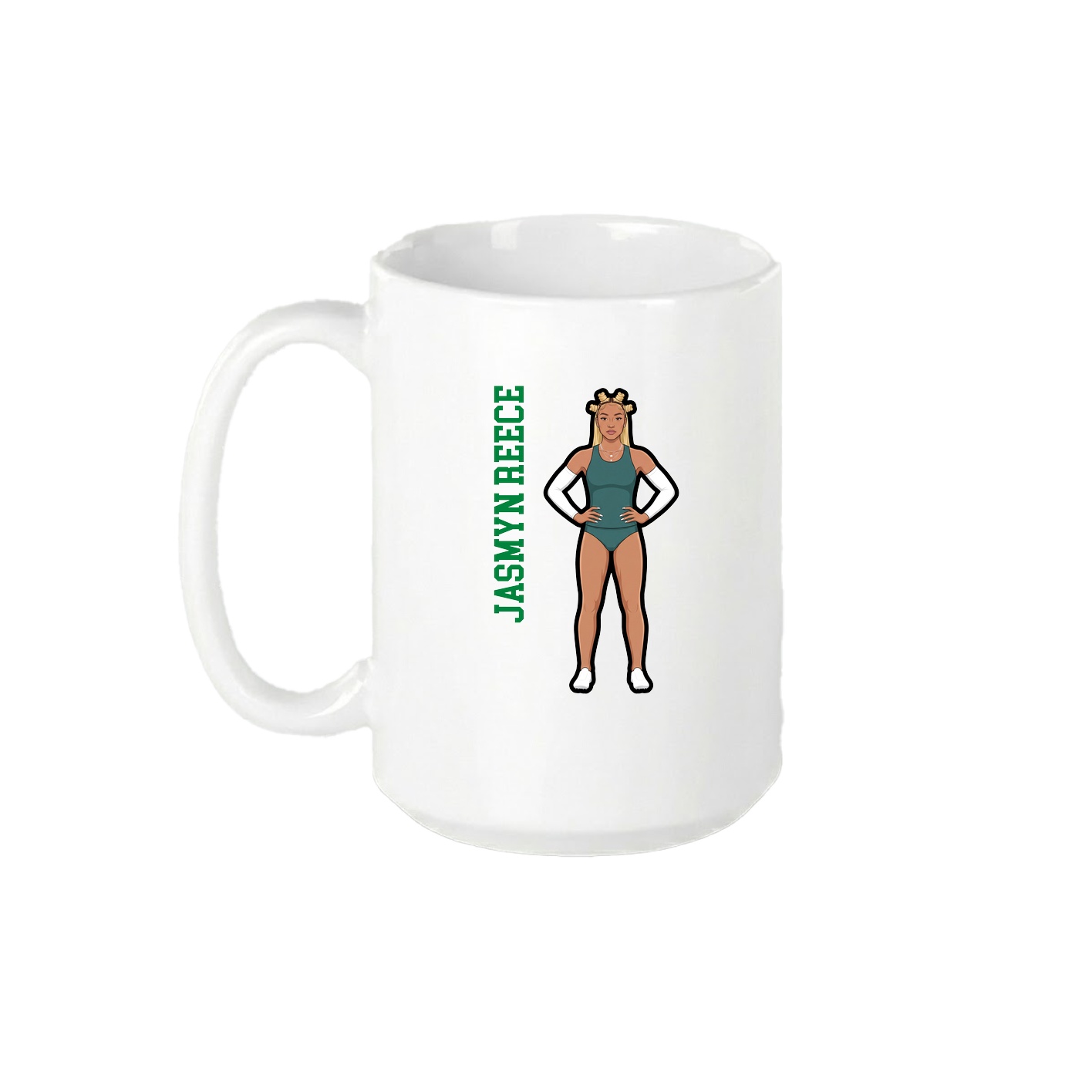 15oz Coffee Mug — Name Vertical in White