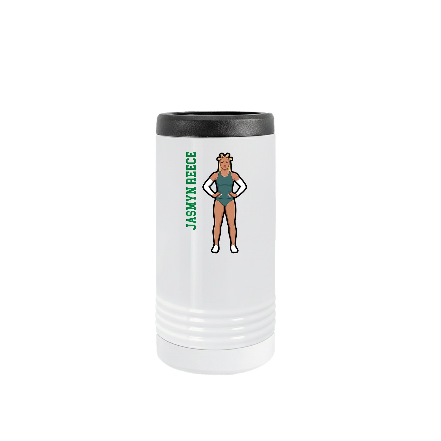 Slim Beverage Holder — Name Vertical in White