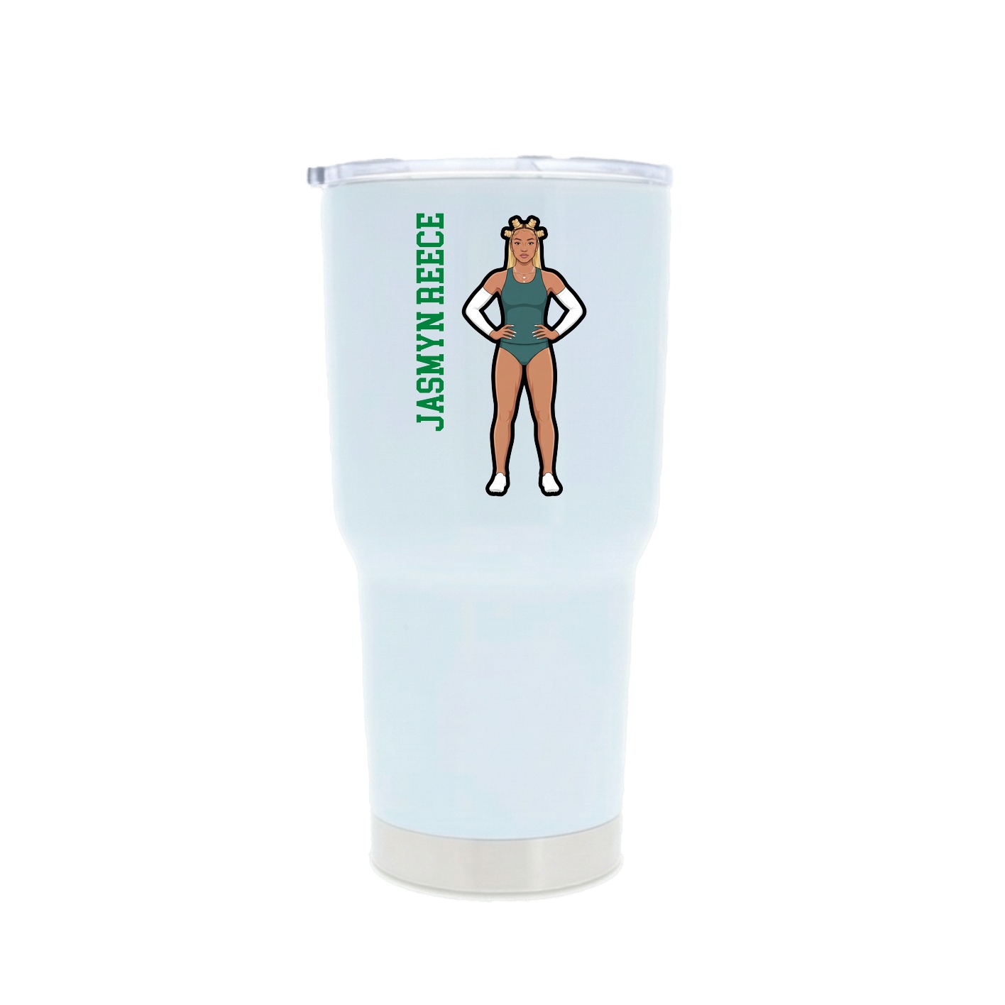 30oz Stainless Steel Tumbler — Name Vertical in White