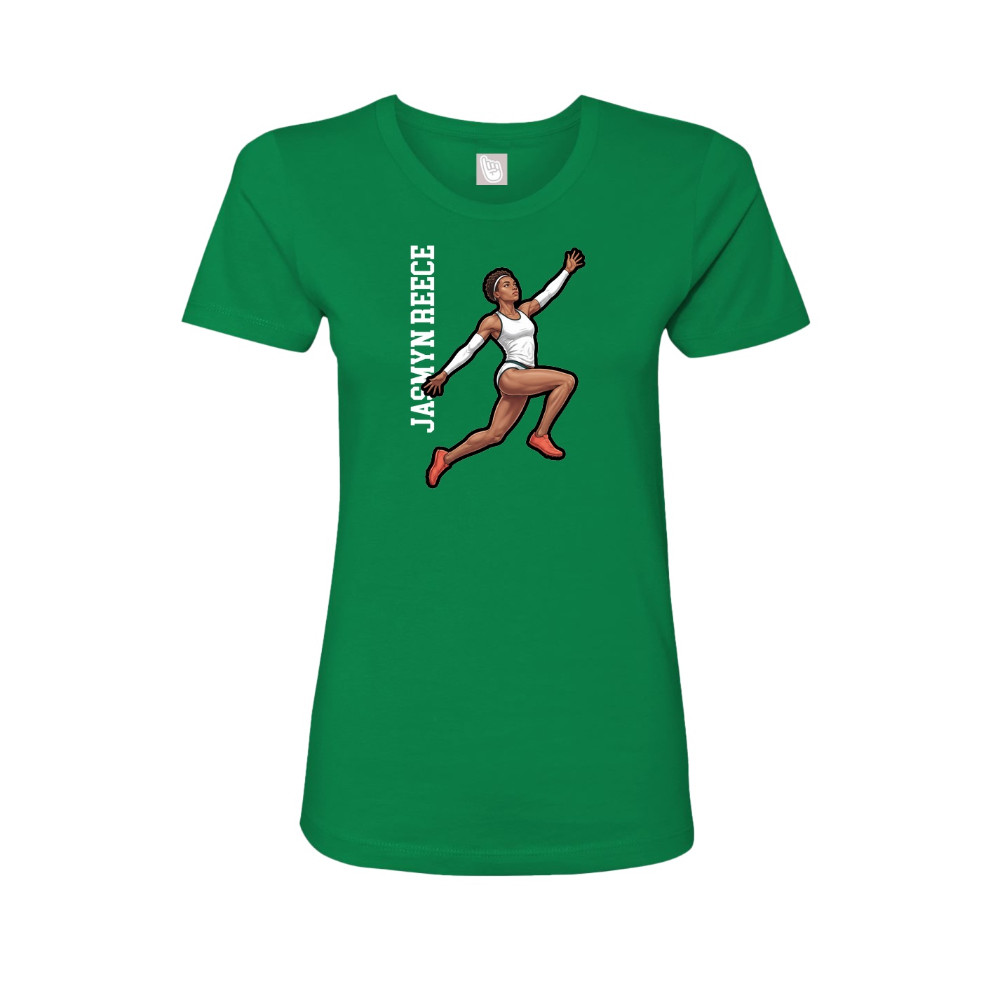 Fitted Women's Tee — Name Vertical in Green