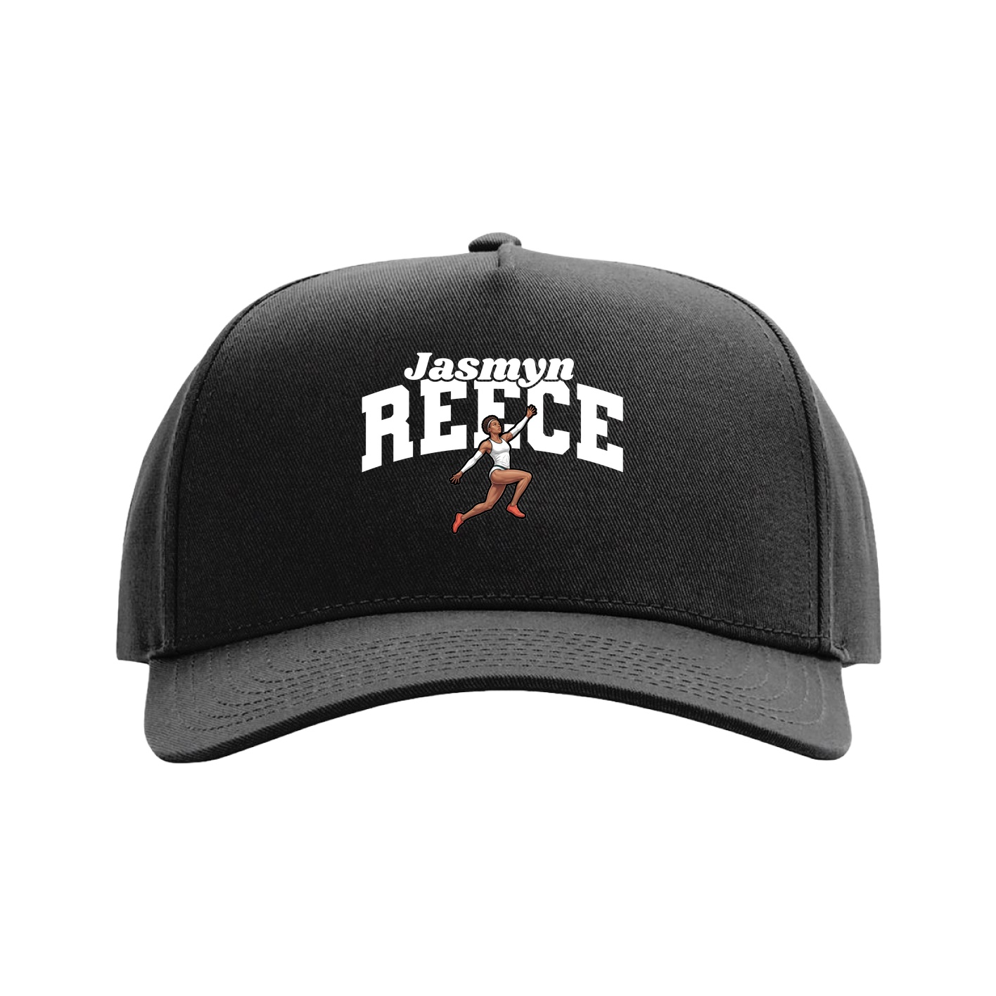 Full Fabric Five-Panel Champ Cap — Signature Arch in Black
