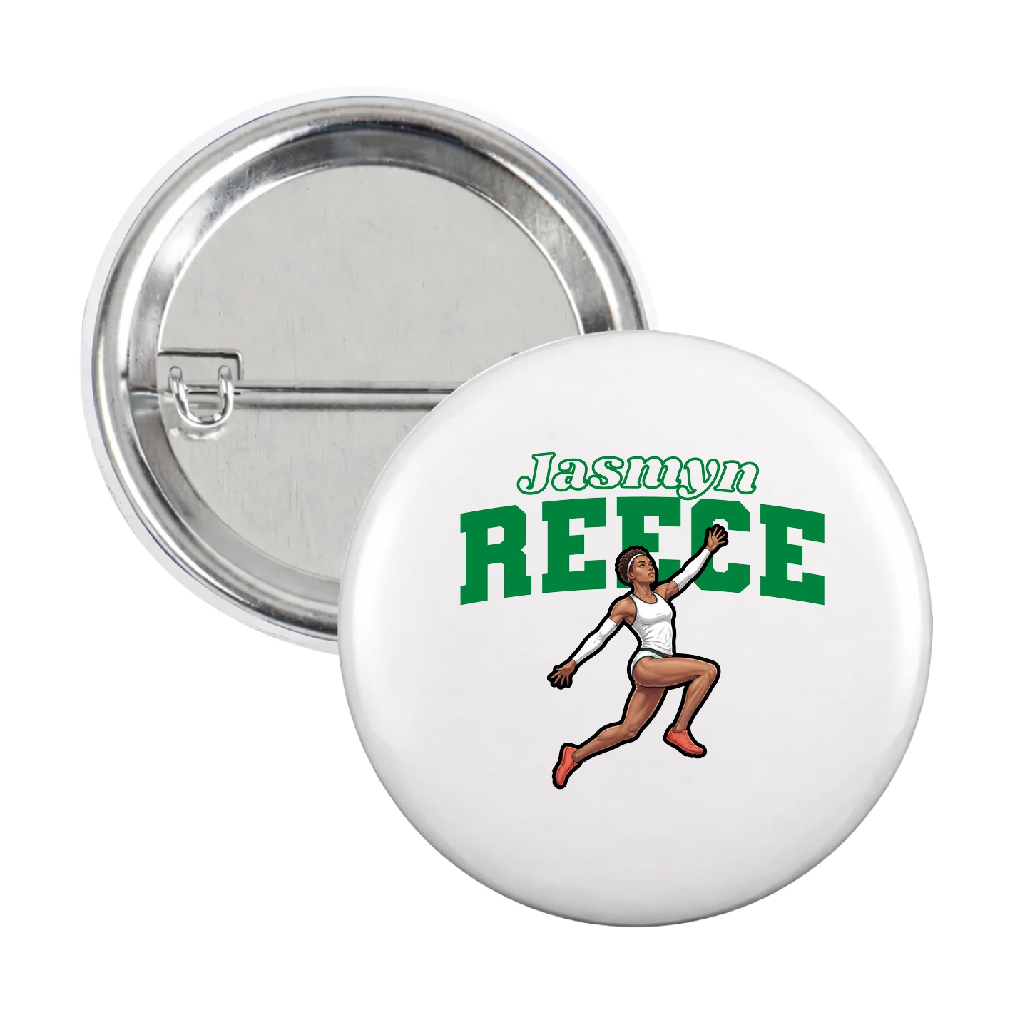 Game Day Button — Name Arch in White