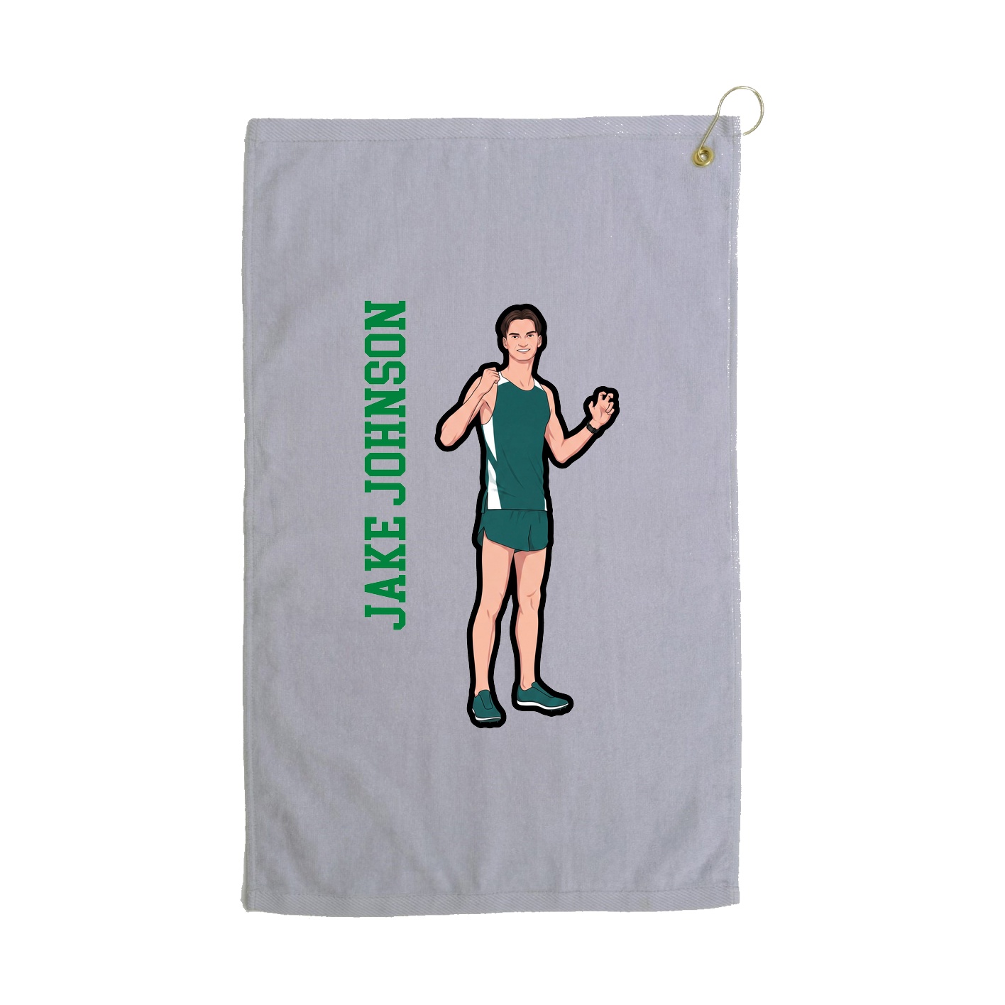 Golf Towel — Name Vertical in Grey