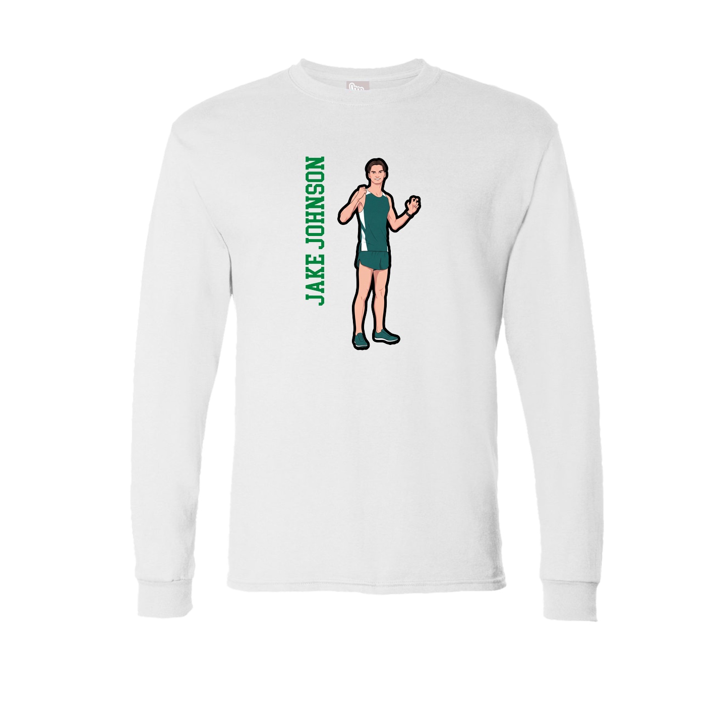 Long Sleeve Tee — Name Vertical in White